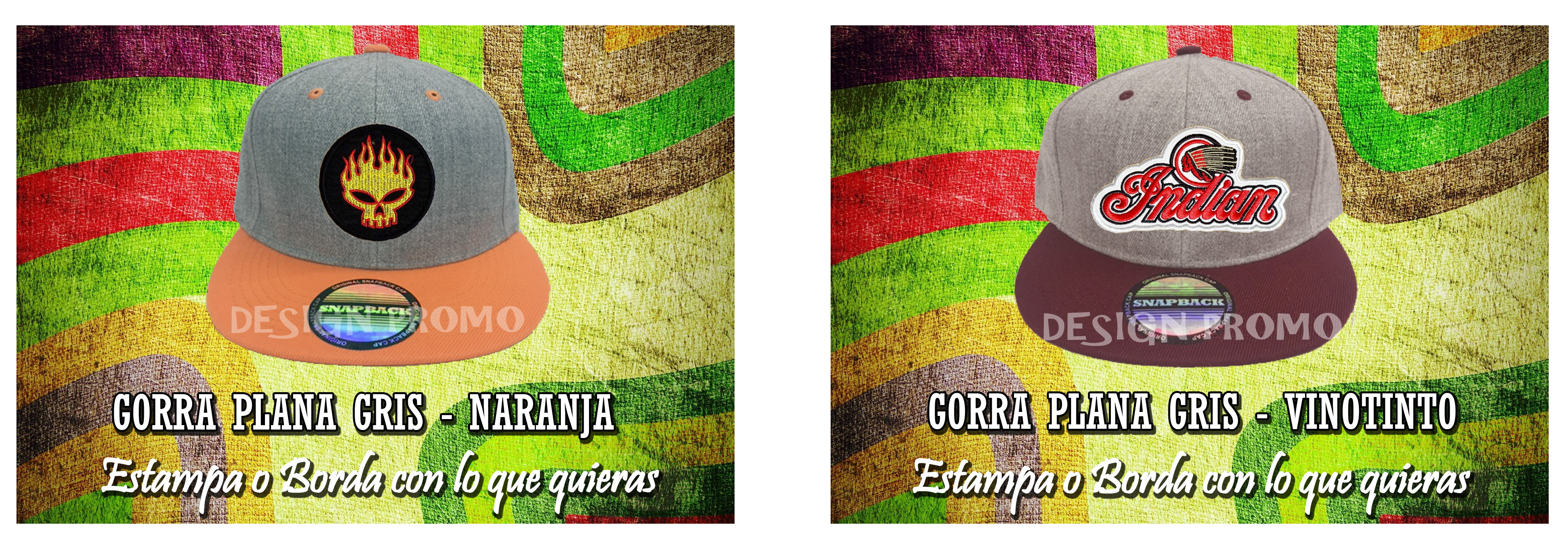 GORRA PLANA GRIS NARANJA