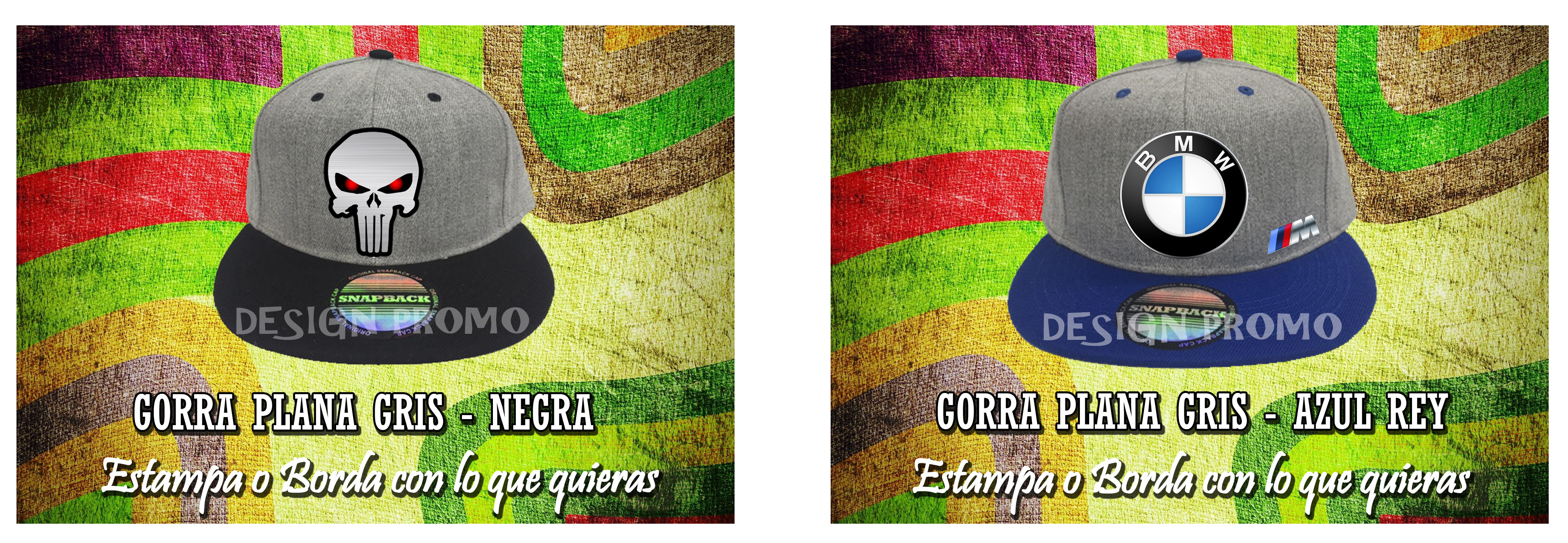 GORRA PLANA GRIS NEGRO